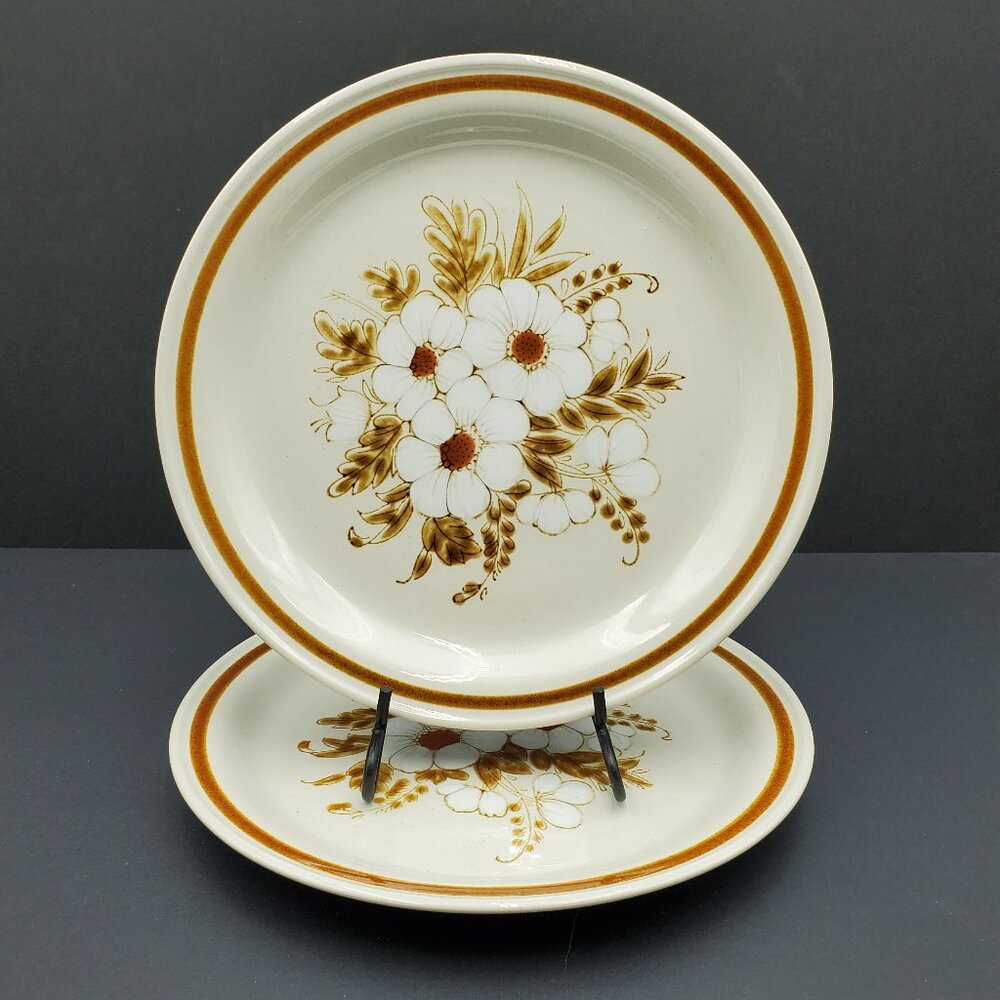 Mountain Wood Collection Stoneware Dried Flowers Dinner Plates